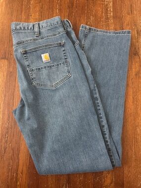 Carhartt Light Blue Denim Carpenter Jeans with Logo Patch size 36x34